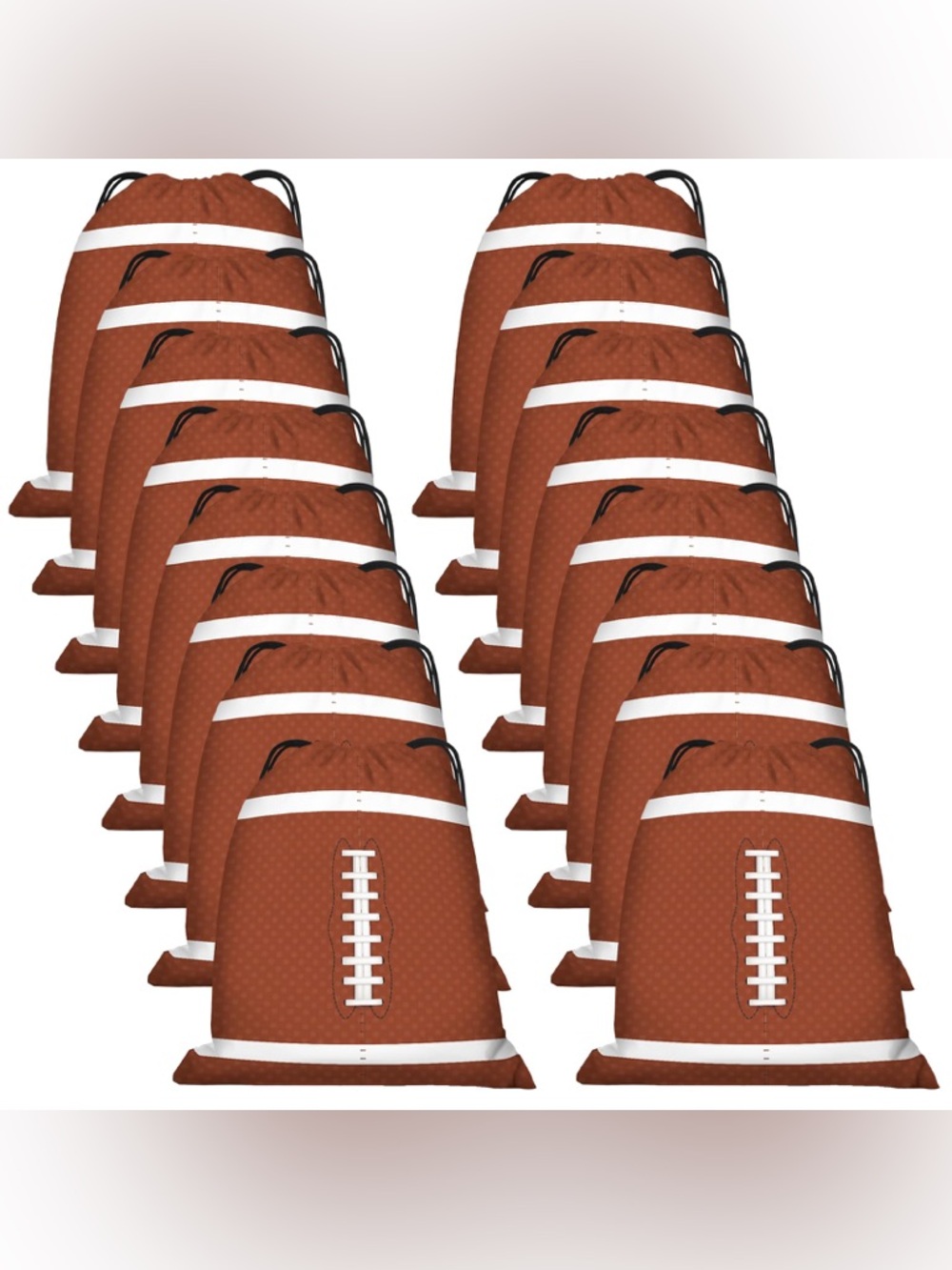 Football Print Drawstring Backpack - Brown & White (Set)